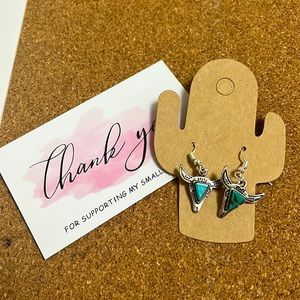 Bull Turquoise Dangle Earrings
